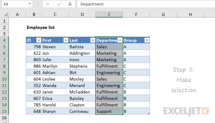 Excel Tables Exceljet