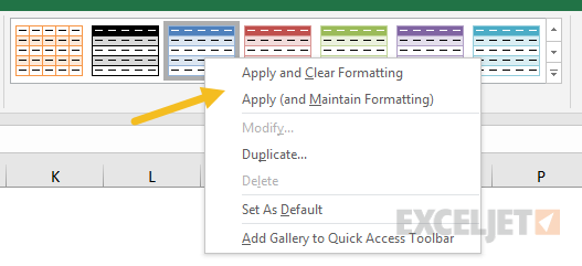 Table formatting can preserve or clear local formatting