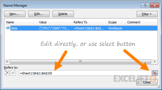 Named Ranges In Excel Exceljet