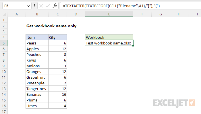 Excel formula: Get workbook name only