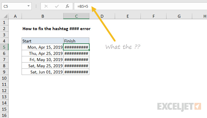 Excel formula: How to fix the #### (hashtag) error