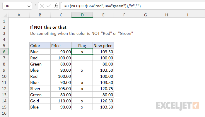 Excel formula: If NOT this or that