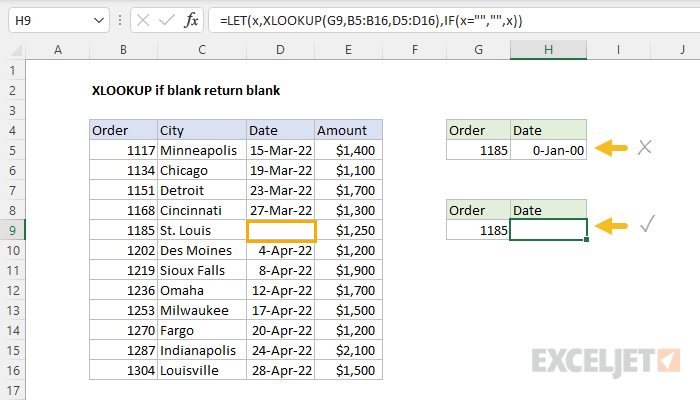 XLOOKUP return blank if blank - Excel formula