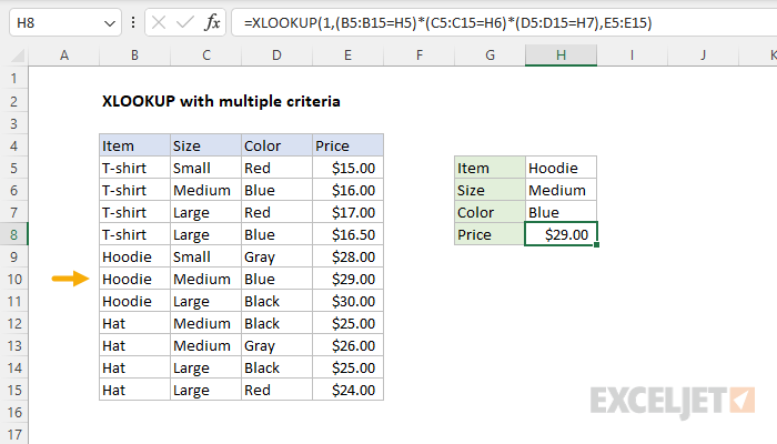 Xlookup With Multiple Criteria Excel Formula Exceljet 7043