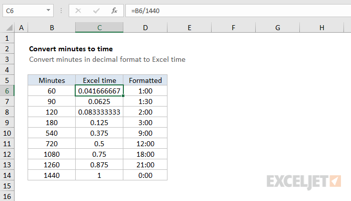 Excel formula: Convert decimal minutes to Excel time