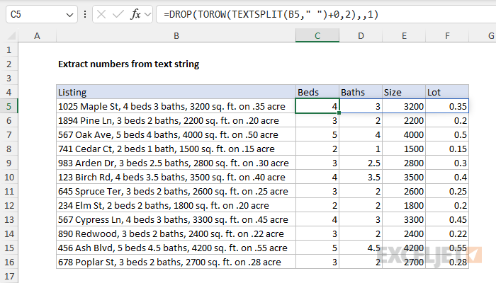 Excel formula: Extract numbers from text