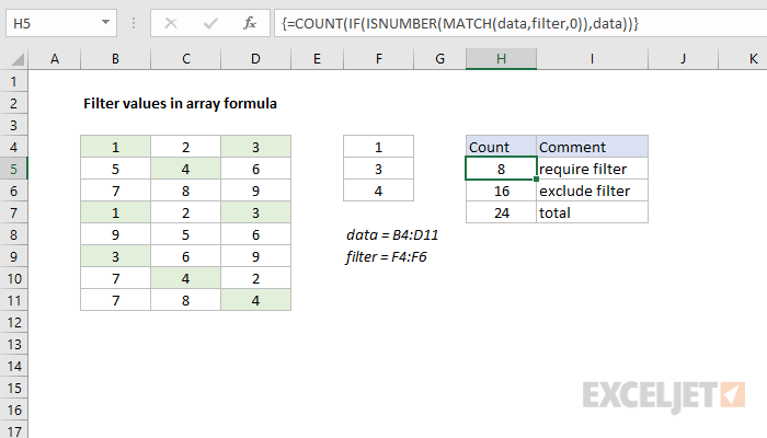 Excel formula: Filter values in array formula