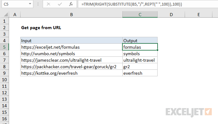 Excel formula: Get page from URL