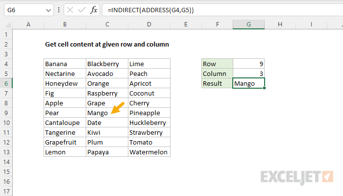 row and column in excel