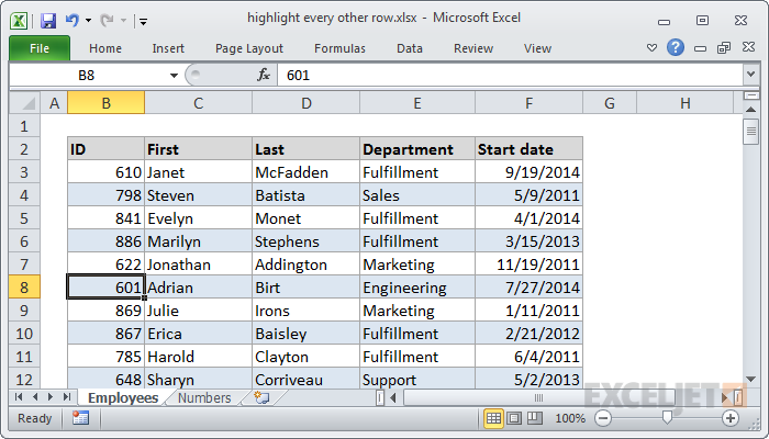 Excel formula: Highlight every other row