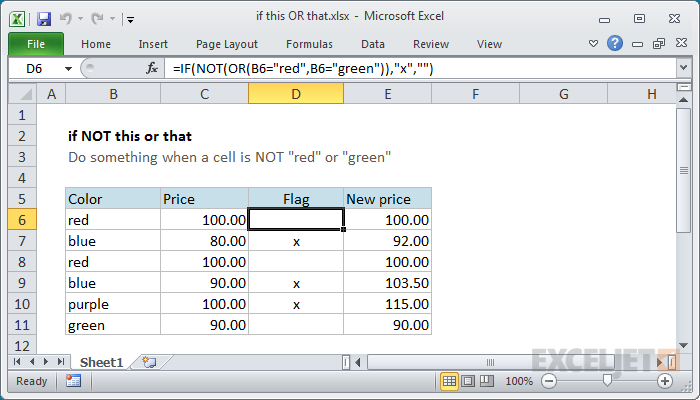 Excel formula: If NOT this or that