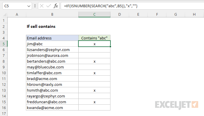 Excel formula: If cell contains