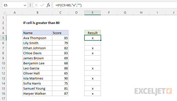 Excel formula: If cell is greater than