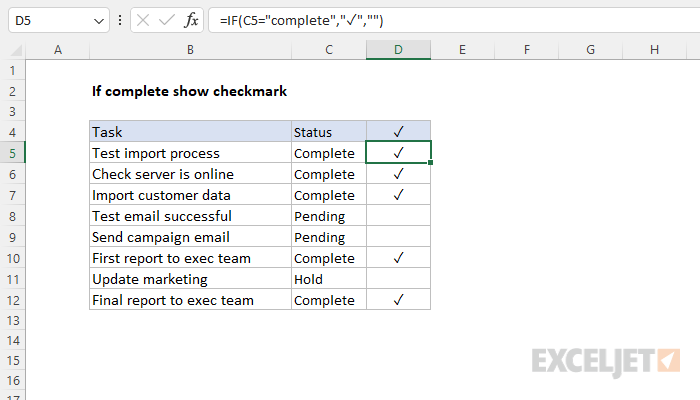 How to insert check mark (Tickmark ✓) in Excel