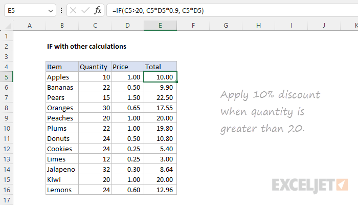 Excel formula: IF with other calculations