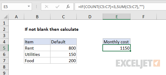 Excel Formula Only Calculate If Not Blank Exceljet