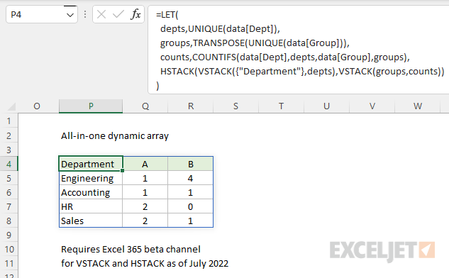 All in one formula with new dynamic array functions