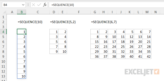Basic SEQUENCE function examples