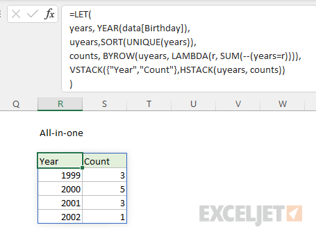 A single all in one formula with dynamic arrays