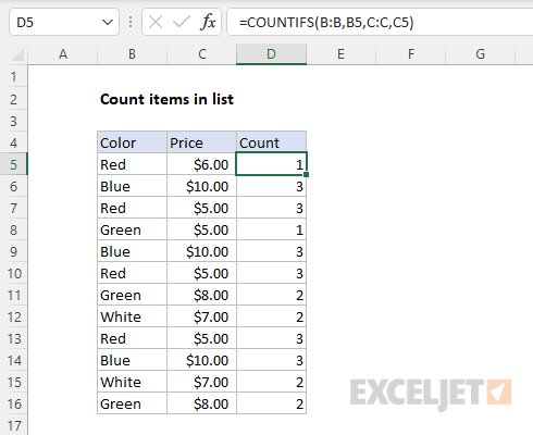 Count items in list with two criteria