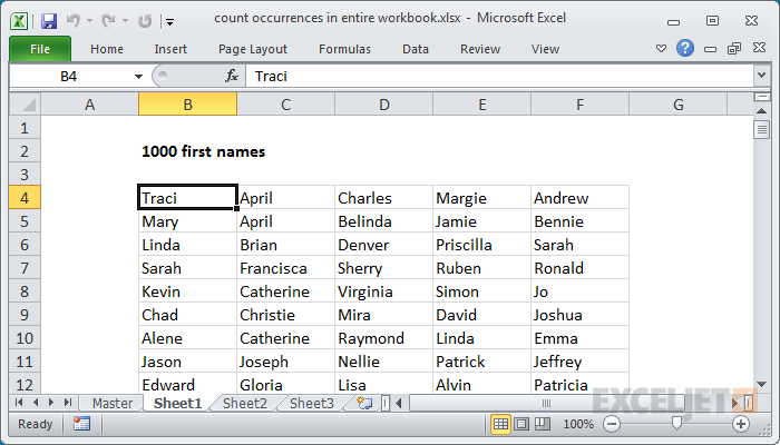 Excel Formula Count Occurrences In Entire Workbook Exceljet Excel Formula Count Occurrences In Entire Workbook Exceljet