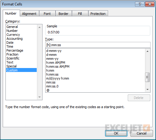 Custom time format for hours, minutes, and seconds