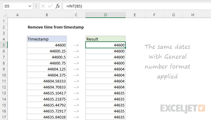 Same dates with General number format applied
