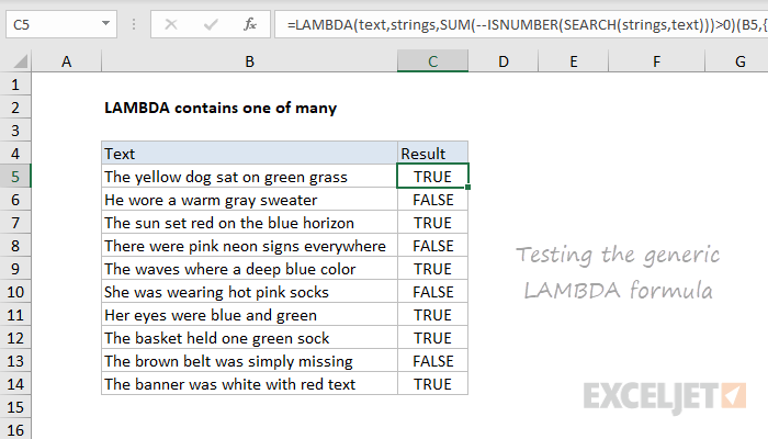 Testing the generic LAMBDA formula