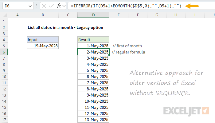Alternative formula approach for older versions of Excel