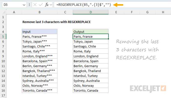 Removing the last 3 characters with REGEXREPLACE