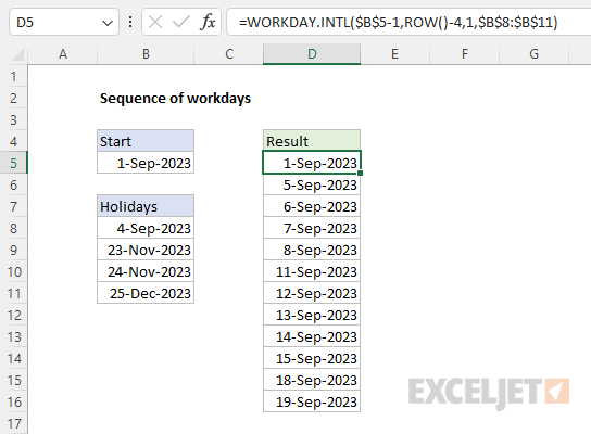 Workday formula in older versions of Excel