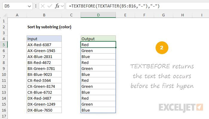 Using TEXTAFTER to isolate the color
