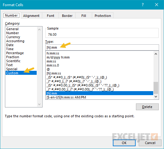 Applying a custom time format to show time as a duration