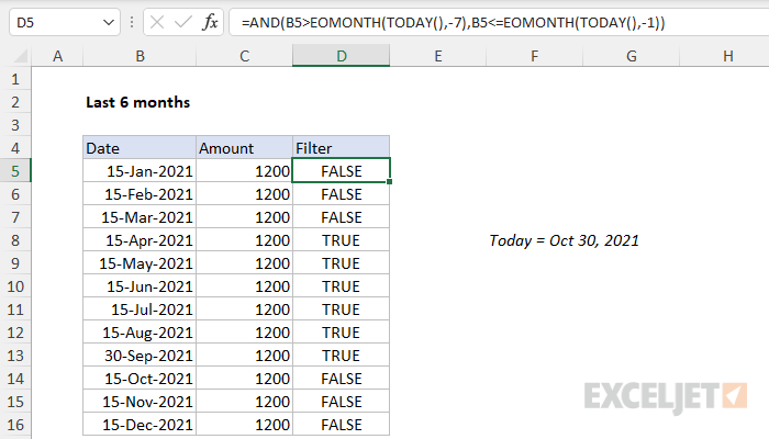 Excel formula: Last n months