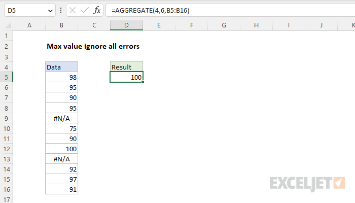 Excel formula: Max value ignore all errors