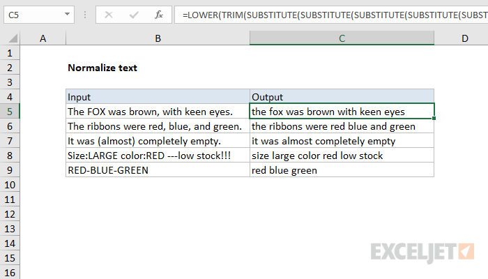 Excel formula: Normalize text