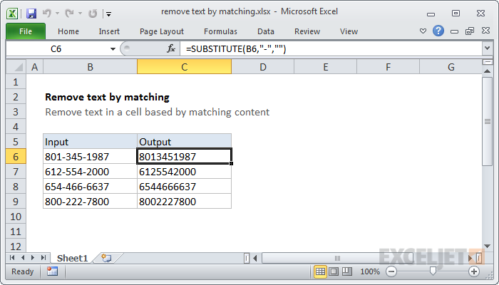 Excel formula: Remove text by matching