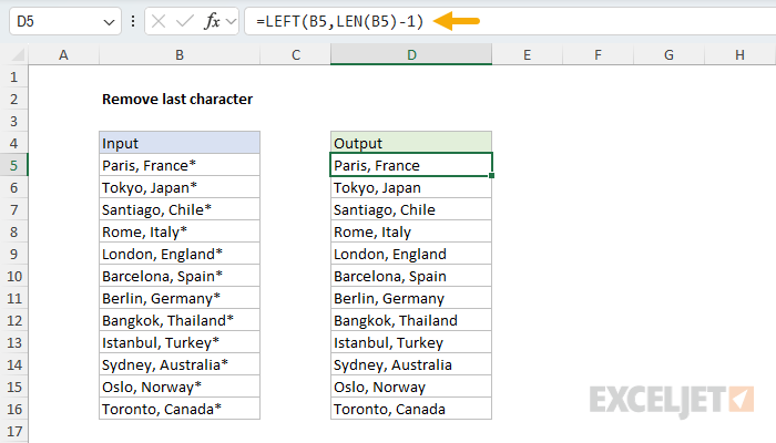 Excel formula: Remove characters from right
