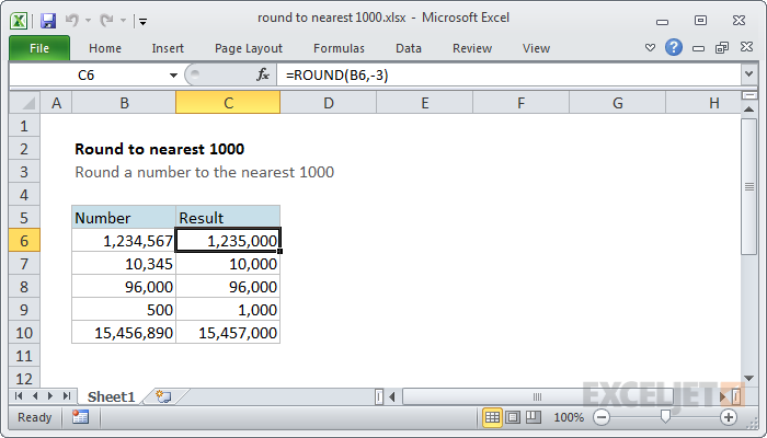 How to Round to the Nearest Thousand in Excel