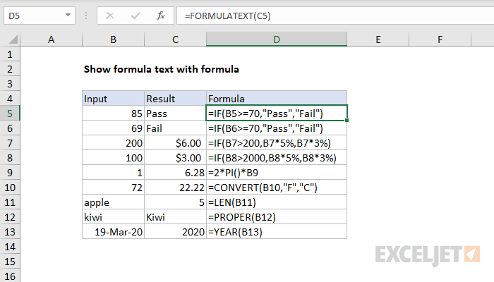 Excel formula: Show formula text with formula