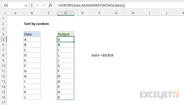 Excel formula: Sort by random