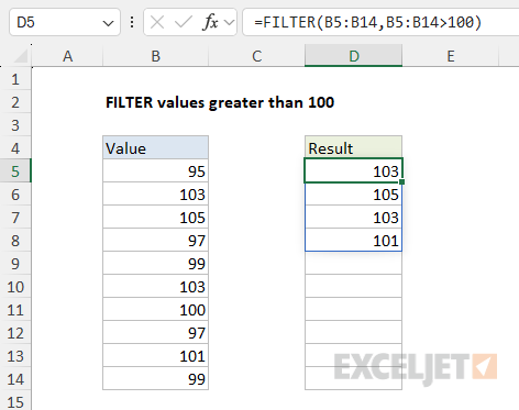 FILTER function basic example