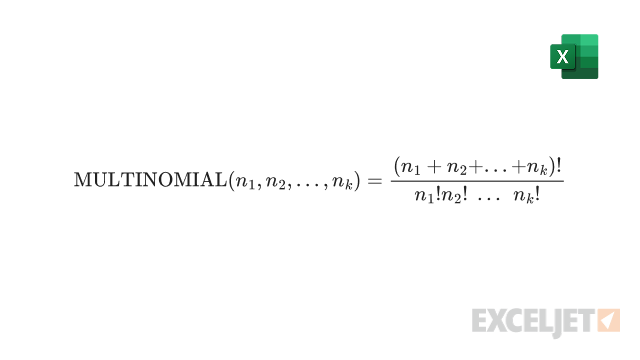 Excel multinomial function formula