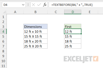 TEXTBEFORE case sensitive example