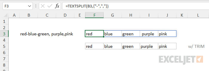 TEXTSPLIT with multiple delimiters