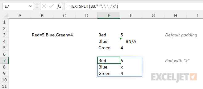 TEXTSPLIT with custom padding