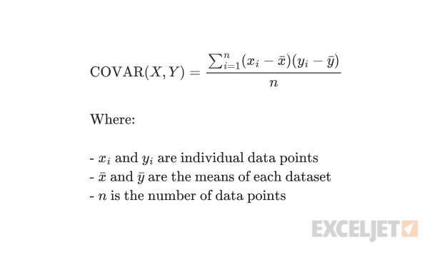 Formula definition of COVAR function
