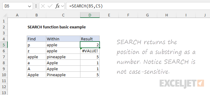 SEARCH function - basic example