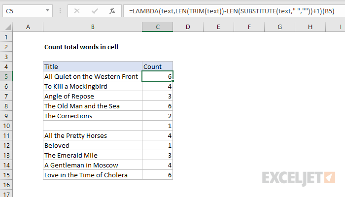 Generic LAMBDA for counting words