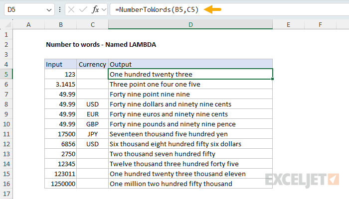 Custom function for converting numbers into words